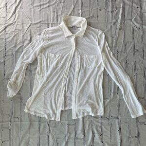 Splendid white Button Down Shirt Women’s M Supima Cotton Modal LongSleeve Preppy